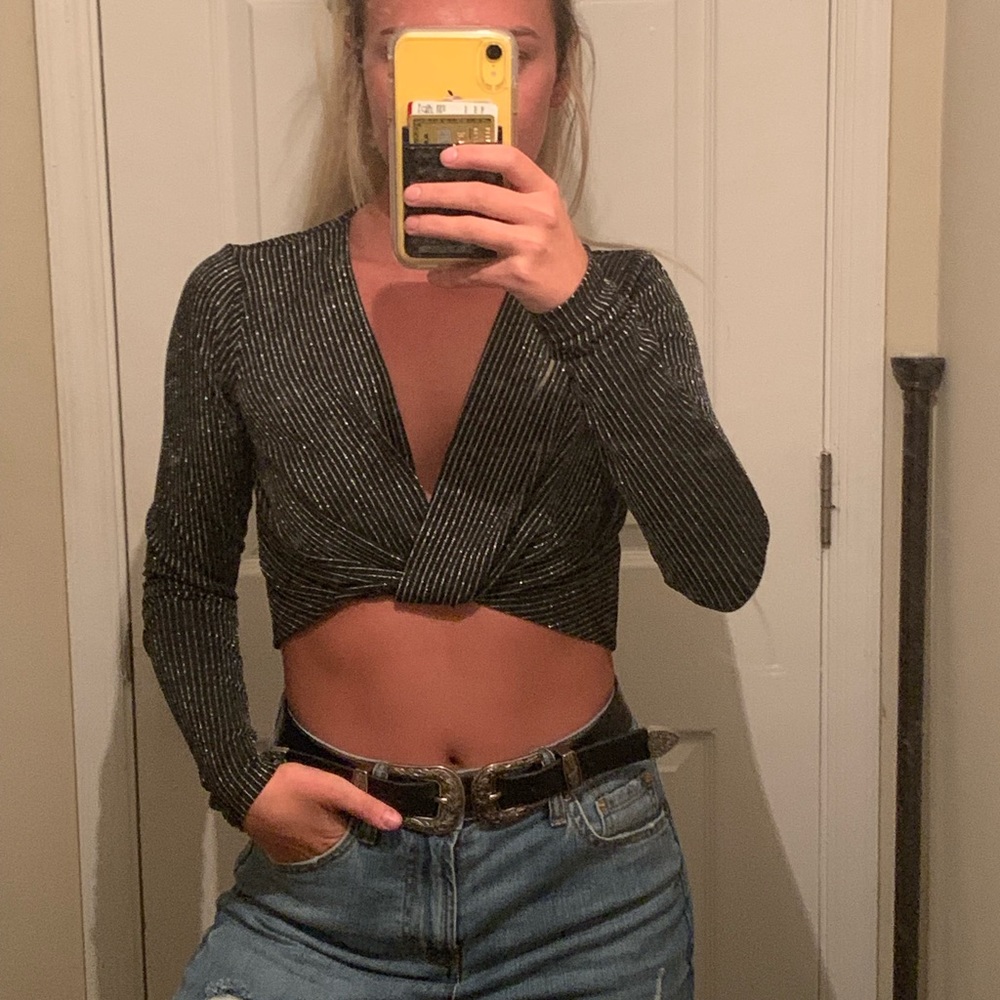 Striped long Sleeve Crop Top